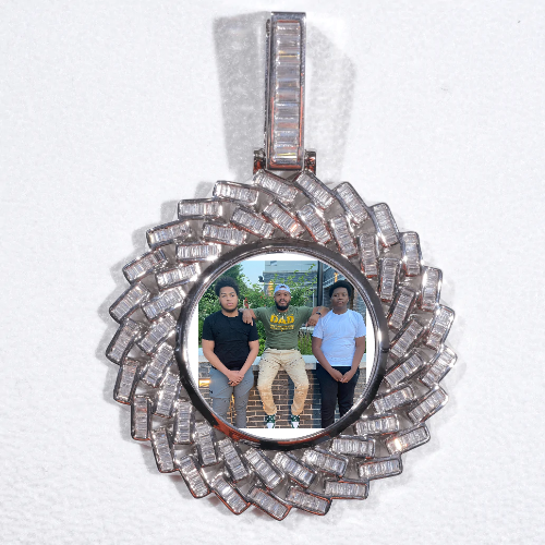 Large 3D Baguette Custom Picture Pendant