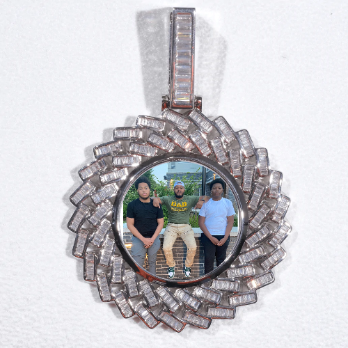 Large 3D Baguette Custom Picture Pendant