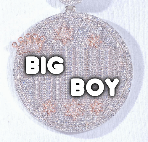 CUSTOM LETTER NECKLACE 3D BIG CROWN DISC