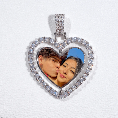 3D Spinning 2-Faced Heart Custom Picture Pendant