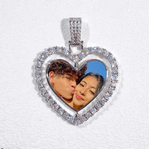 3D Spinning 2-Faced Heart Custom Picture Pendant