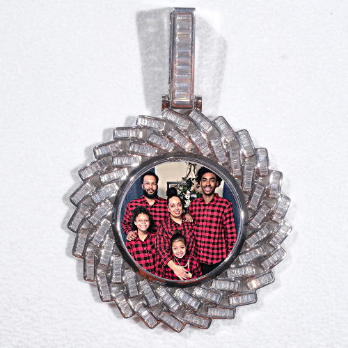 Large 3D Baguette Custom Picture Pendant
