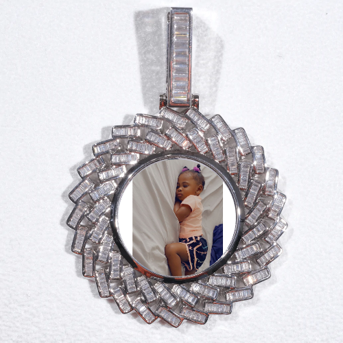 Large 3D Baguette Custom Picture Pendant