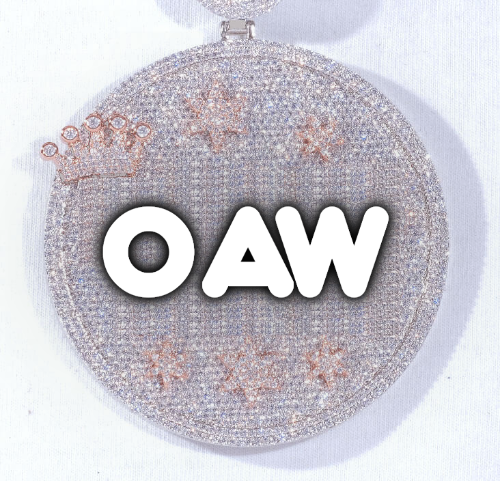 CUSTOM LETTER NECKLACE 3D BIG CROWN DISC