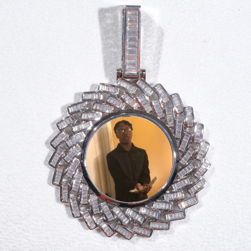 Large 3D Baguette Custom Picture Pendant