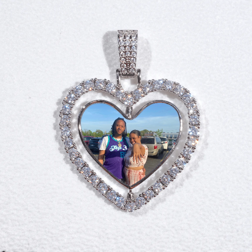 3D Spinning 2-Faced Heart Custom Picture Pendant