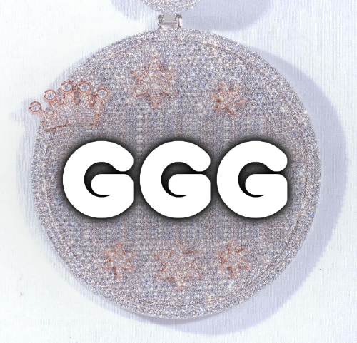 CUSTOM LETTER NECKLACE 3D BIG CROWN DISC