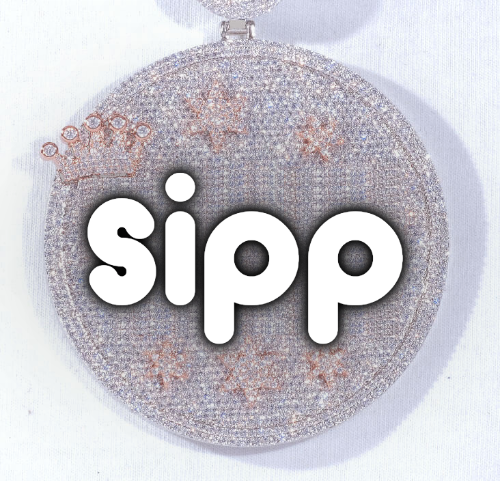 CUSTOM LETTER NECKLACE 3D BIG CROWN DISC