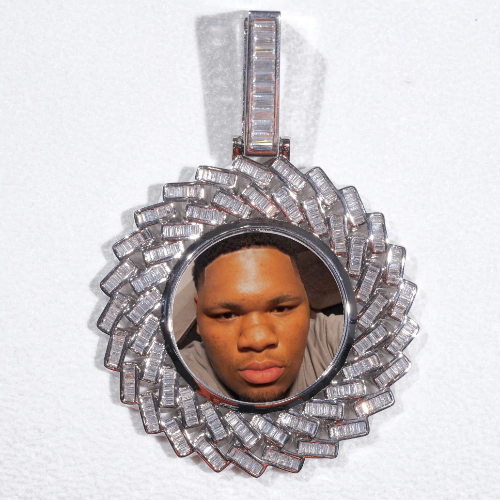 Large 3D Baguette Custom Picture Pendant