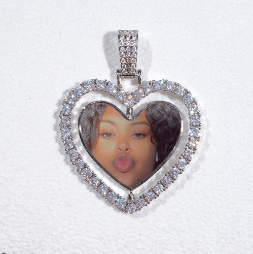 3D Spinning 2-Faced Heart Custom Picture Pendant