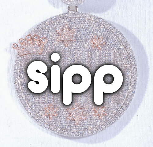 CUSTOM LETTER NECKLACE 3D BIG CROWN DISC