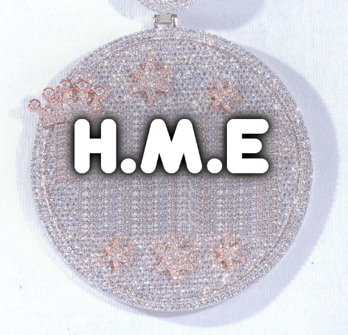 CUSTOM LETTER NECKLACE 3D BIG CROWN DISC