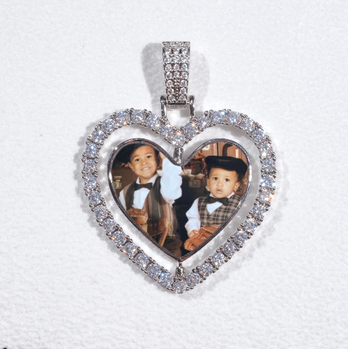 3D Spinning 2-Faced Heart Custom Picture Pendant