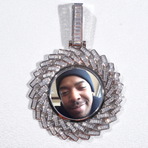 Large 3D Baguette Custom Picture Pendant