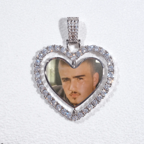 3D Spinning 2-Faced Heart Custom Picture Pendant