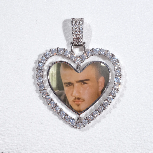 3D Spinning 2-Faced Heart Custom Picture Pendant