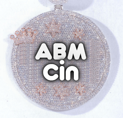 CUSTOM LETTER NECKLACE 3D BIG CROWN DISC