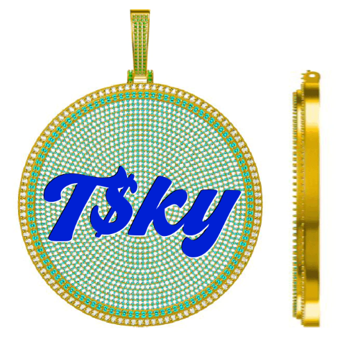 CUSTOM LETTER NECKLACE 3D BIG DISC
