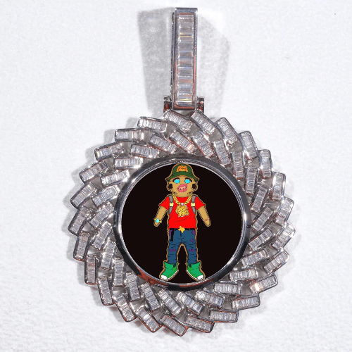 Large 3D Baguette Custom Picture Pendant