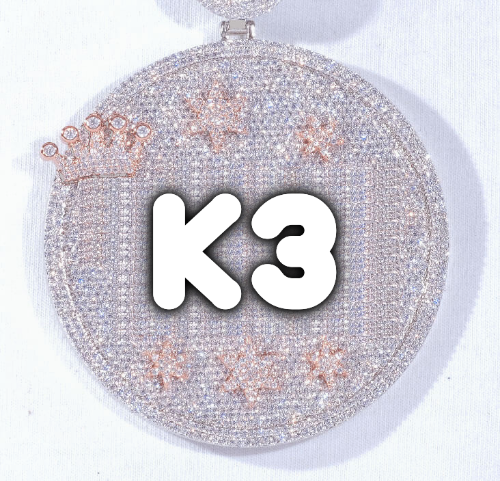 CUSTOM LETTER NECKLACE 3D BIG CROWN DISC