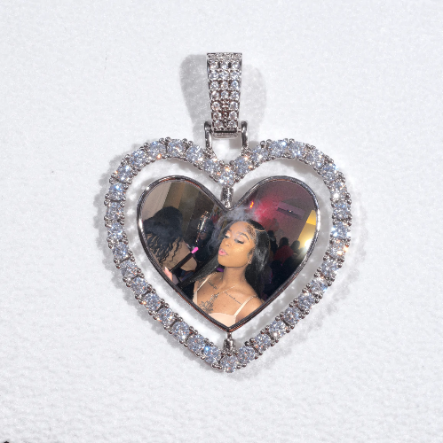 3D Spinning 2-Faced Heart Custom Picture Pendant