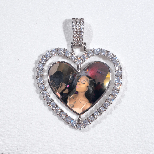 3D Spinning 2-Faced Heart Custom Picture Pendant