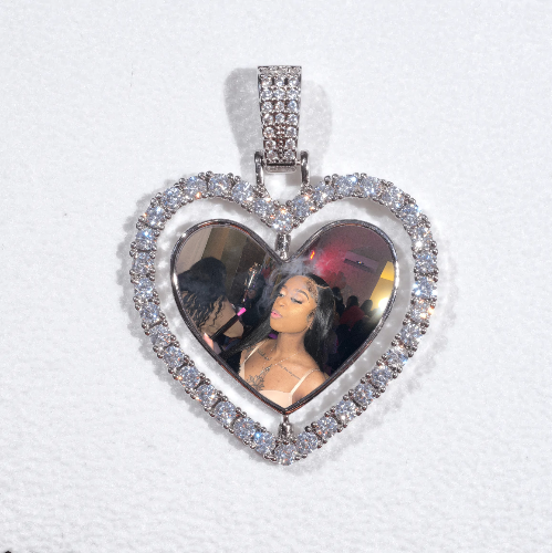 3D Spinning 2-Faced Heart Custom Picture Pendant