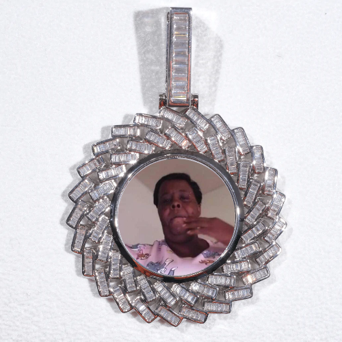Large 3D Baguette Custom Picture Pendant