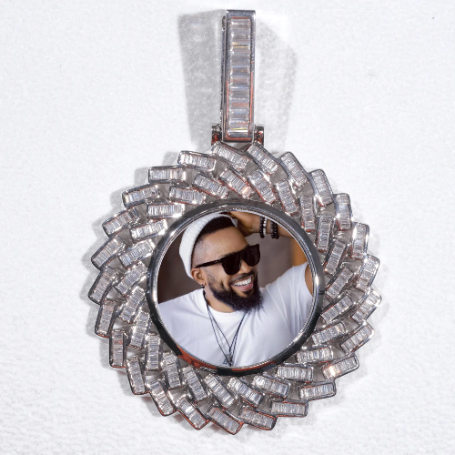 Large 3D Baguette Custom Picture Pendant