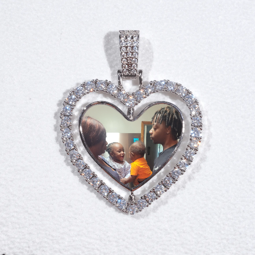 3D Spinning 2-Faced Heart Custom Picture Pendant