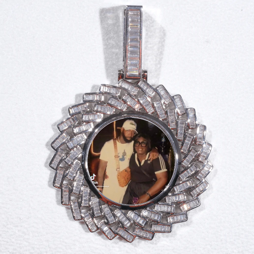 Large 3D Baguette Custom Picture Pendant