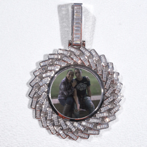 Large 3D Baguette Custom Picture Pendant