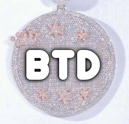 CUSTOM LETTER NECKLACE 3D BIG CROWN DISC
