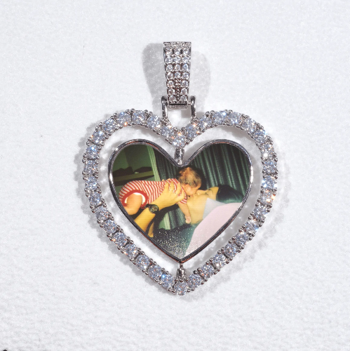 3D Spinning 2-Faced Heart Custom Picture Pendant