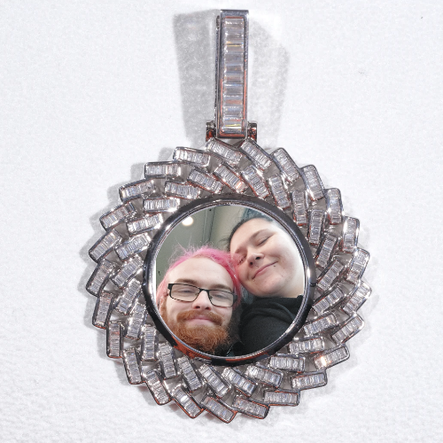 Large 3D Baguette Custom Picture Pendant