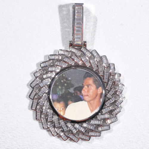 Large 3D Baguette Custom Picture Pendant