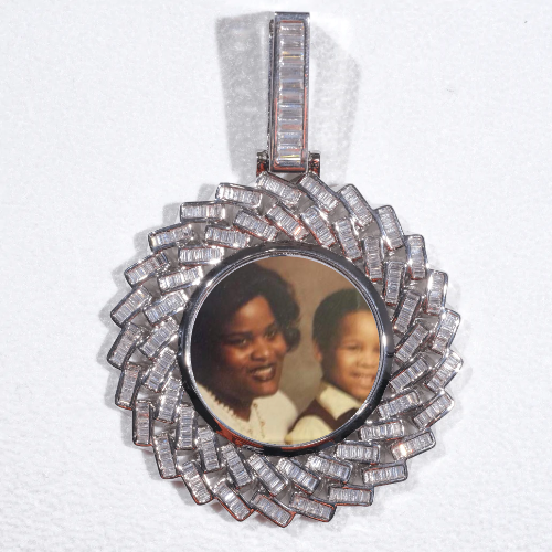 Large 3D Baguette Custom Picture Pendant
