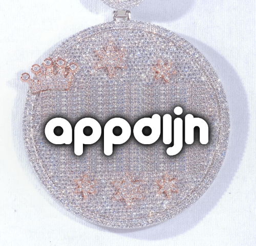 CUSTOM LETTER NECKLACE 3D BIG CROWN DISC