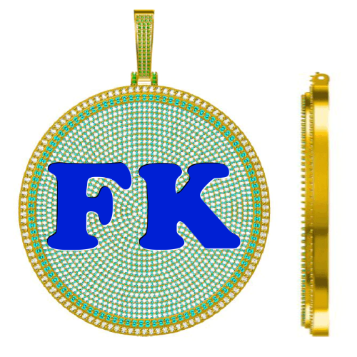 CUSTOM LETTER NECKLACE 3D BIG DISC