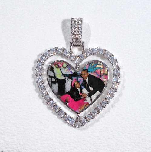 3D Spinning 2-Faced Heart Custom Picture Pendant