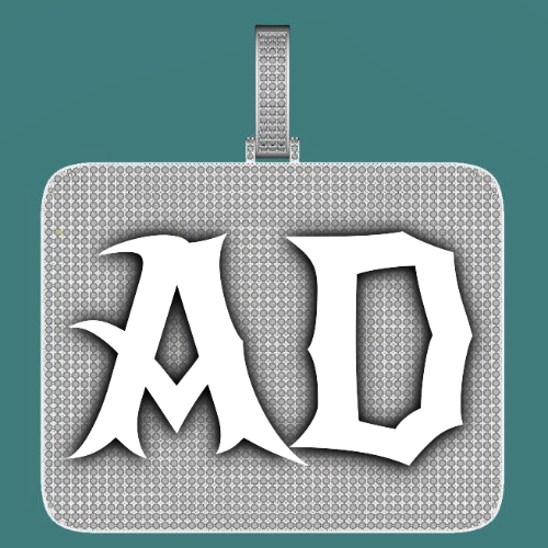 CUSTOM LETTER NECKLACE 3D BIG SQUARE