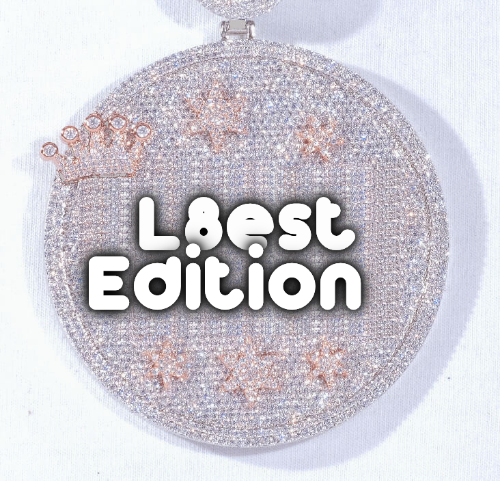 CUSTOM LETTER NECKLACE 3D BIG CROWN DISC