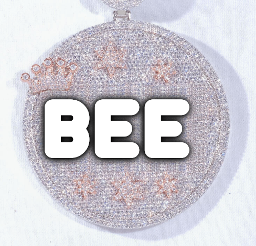 CUSTOM LETTER NECKLACE 3D BIG CROWN DISC