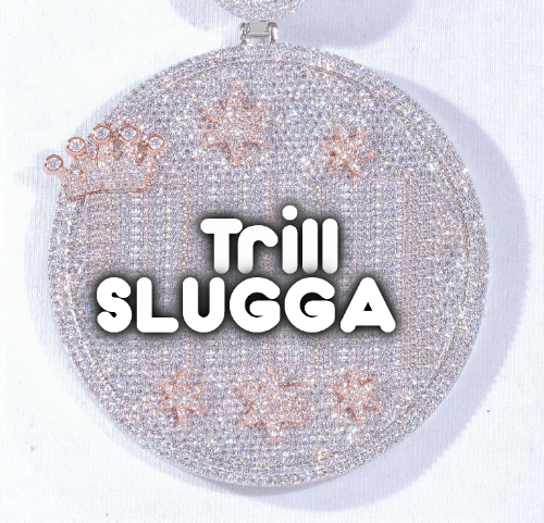 CUSTOM LETTER NECKLACE 3D BIG CROWN DISC