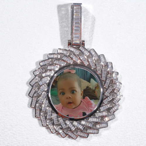 Large 3D Baguette Custom Picture Pendant