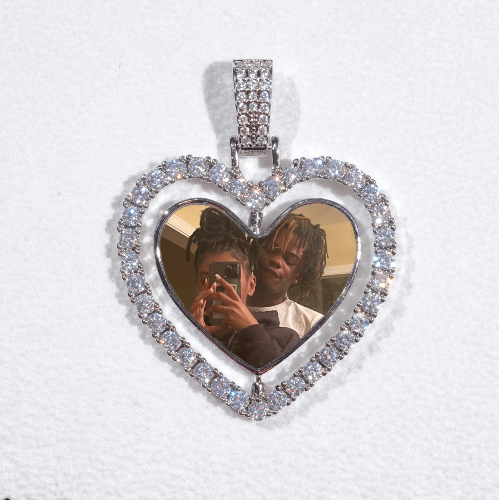 3D Spinning 2-Faced Heart Custom Picture Pendant