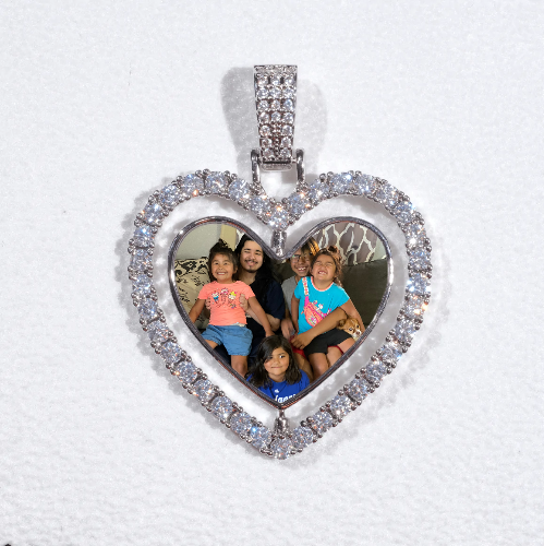 3D Spinning 2-Faced Heart Custom Picture Pendant