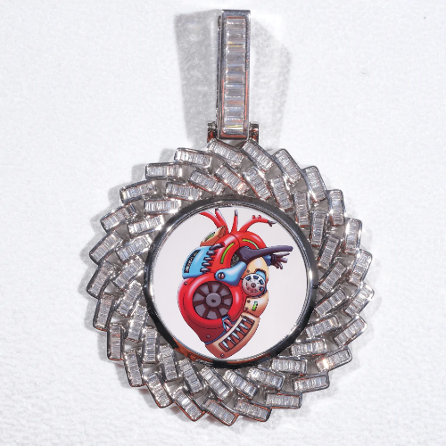 Large 3D Baguette Custom Picture Pendant