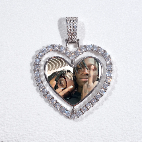3D Spinning 2-Faced Heart Custom Picture Pendant