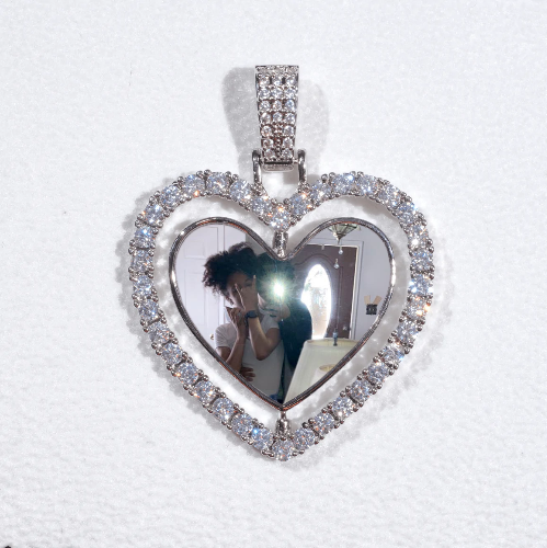 3D Spinning 2-Faced Heart Custom Picture Pendant